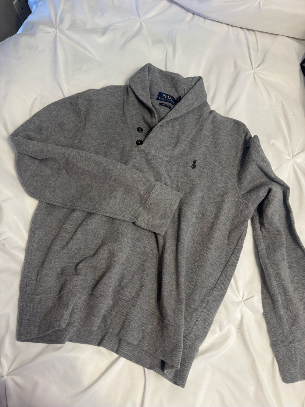 Vintage Polo by Ralph Lauren Gray Shawl Collar Button Sweater